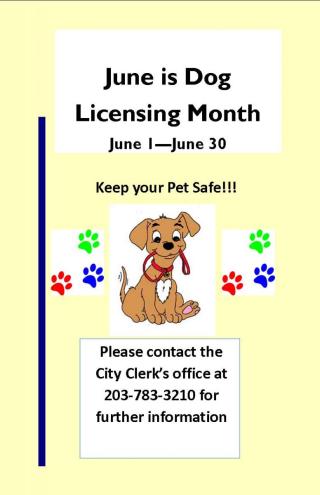 June is Dog Licensing Month, Please Visit the City Clerk